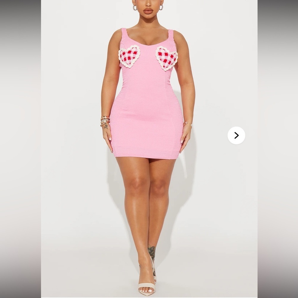 NWT Fashion Nova Pink Connie Textured Mini Dress- Size XS